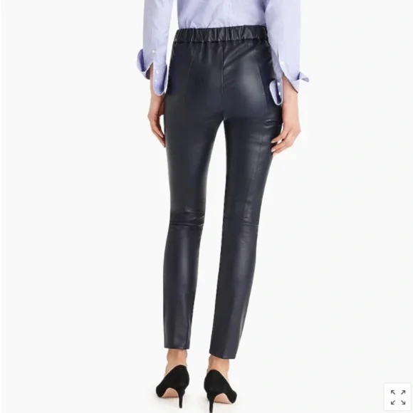 JCrew genuine leather pants EUC taupe small 2 - Picture 9 of 13